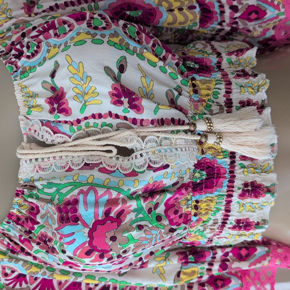 Bohemian Floral Pink Crop Top - Picture 5 of 8